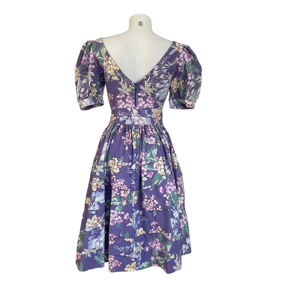 LAURA ASHLEY Vintage Lavender Floral Sweetheart Fit & Flare Dress US 8/UK 10 - Picture 7 of 11